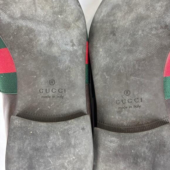 Gucci Brown Leather Web Slip On Loafers Men's 9 - Picture 9 of 15